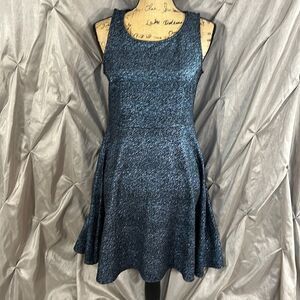 NWT APT9 black with metallic blue flecks mini dress